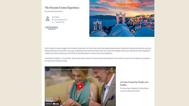 Oceania Cruises launches innovative and free marketing solution for trade partners